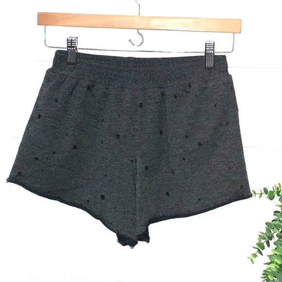 David Lerner Pants - David Lerner shorts distressed dark gray raw hem S